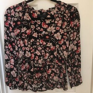 Sanctuary Black and Pink Floral Blouse